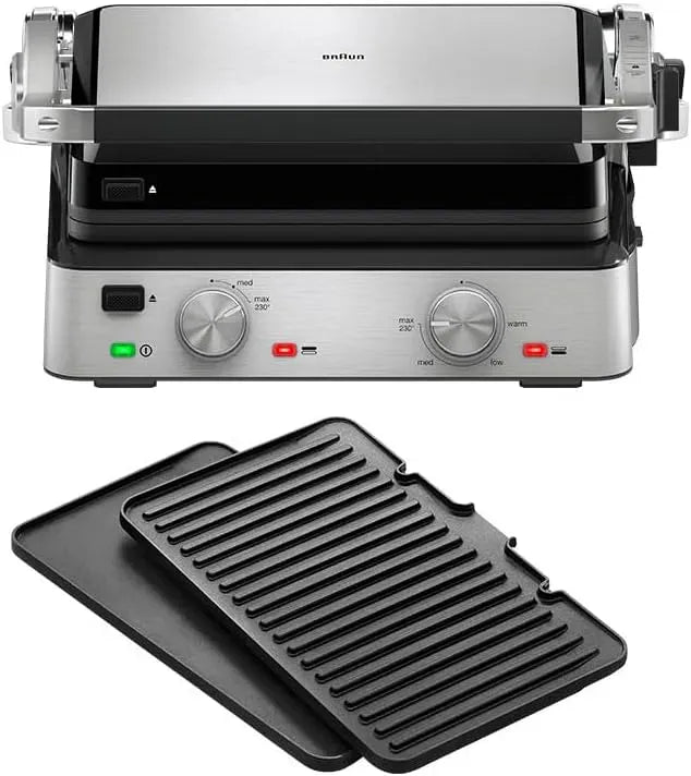 Braun CG7020 3-in-1 Geschirrspüler, 2000 W, Spülmaschine, Grill, MultiGrill 7, große Grillfläche, Elektrogrill Indoor, 12 Burger, Kontaktgrill, 230°
