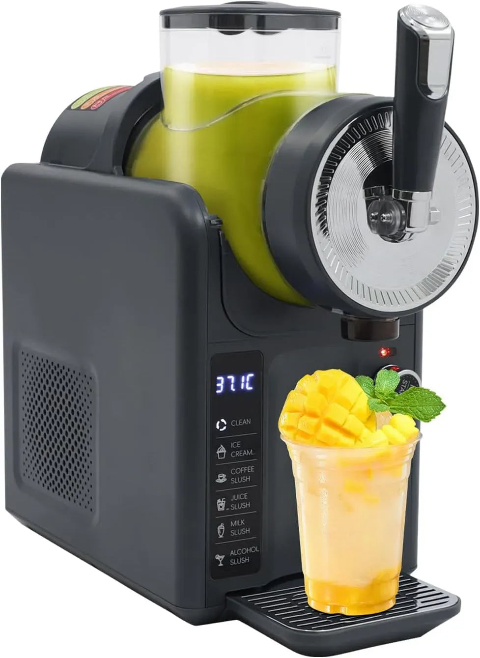 6-in-1 Eismaschine, Kupfermotor, Speiseeismaschine, Slush-Eisbereiter, 1,8 L, 185 W, Grau, für Zuhause mit Selbstreinigung
