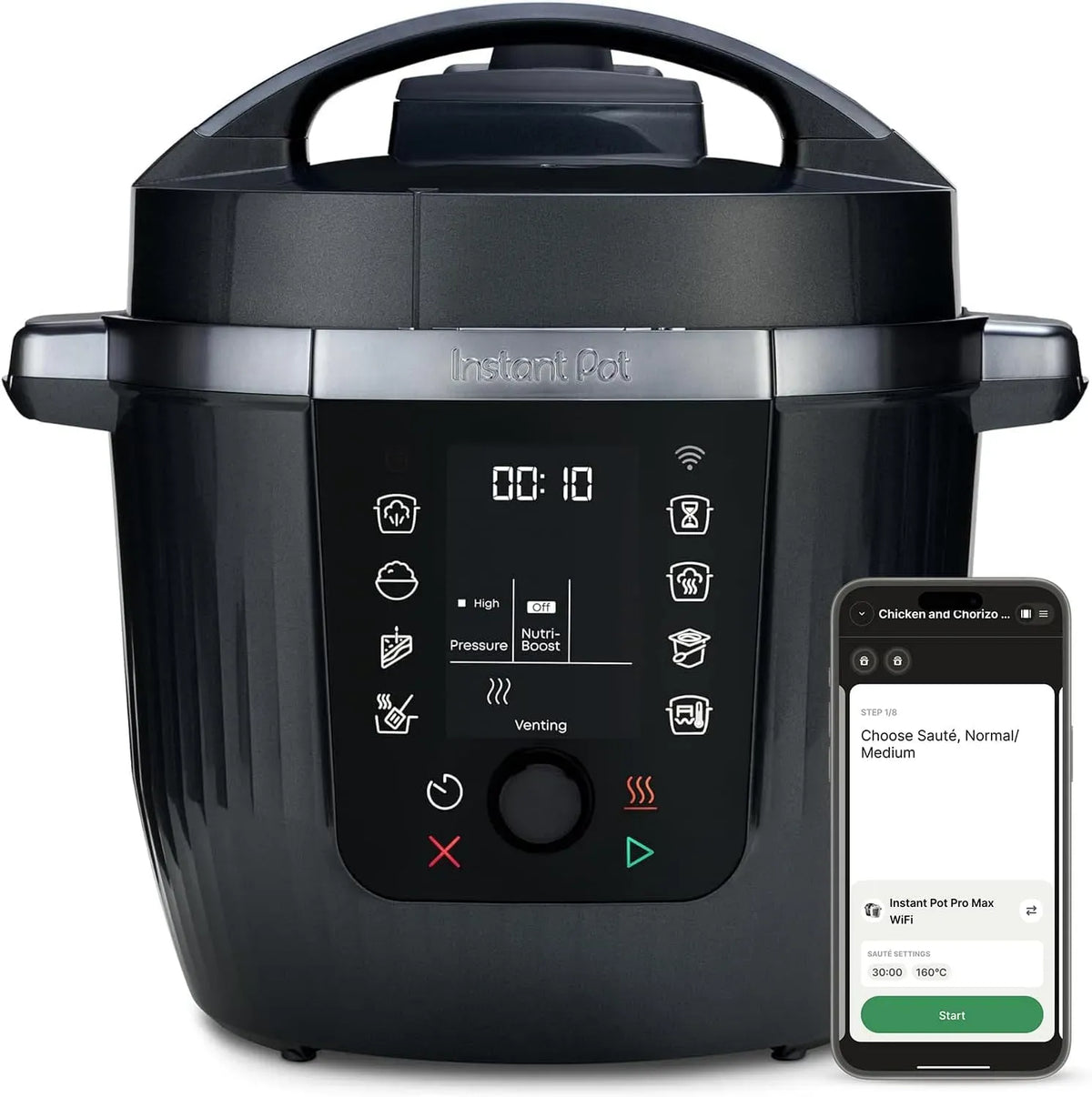 Geschirrspüler, 5,7 L, Spülmaschine, Instant 10-in-1-Multikocher, Boost, Dampf, Schwarz, Pot Pro 5,7 l, Dampfgarer, NutriBoost™