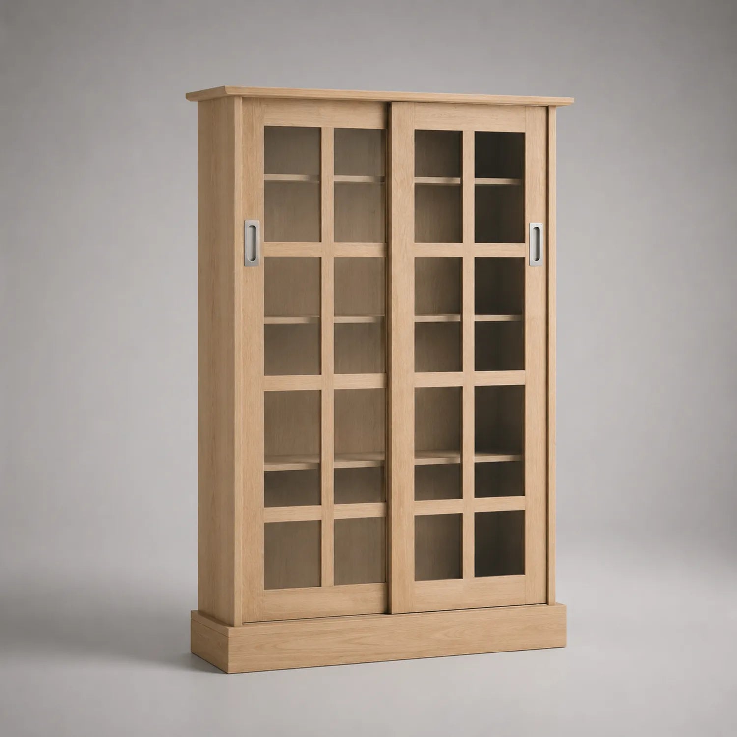 Eiche Holzschrank mit Schiebetüren aus Sicherheitsglas