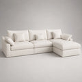 Ecksofa mit Ottomane aus Polyester Beige