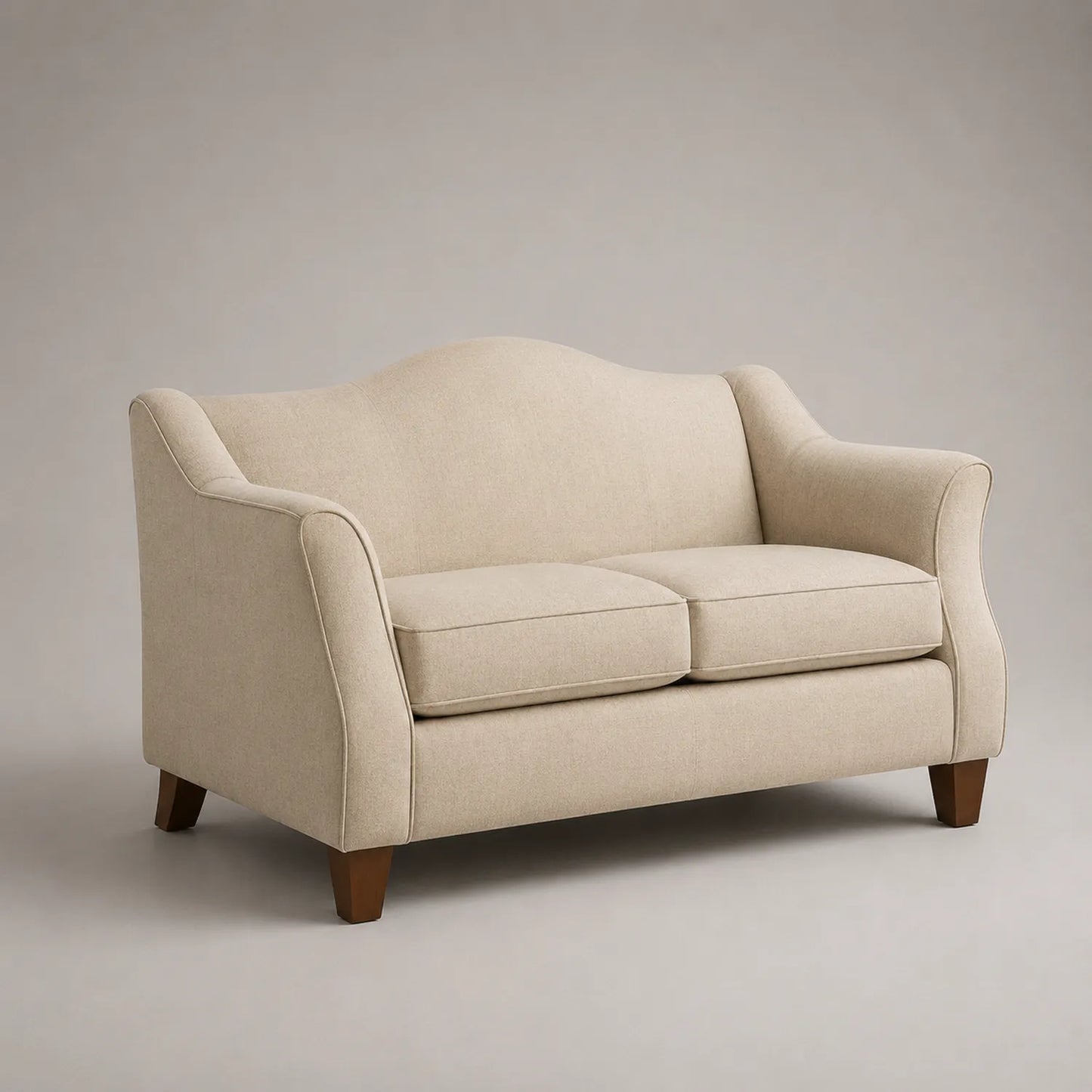 Zweisitzer Sofa Leinenoptik Beige Massivholzbeine
