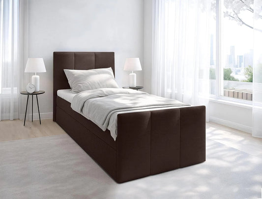 Polsterbett und gepolstertes Bettgestell – mit Bettkasten, 90 × 200, braun