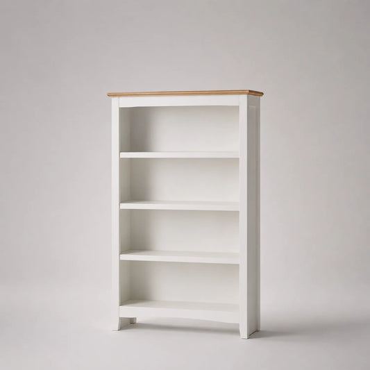 Holz Bücherregal in Weiß mit naturfarbenem Oberteil 150cm hoch