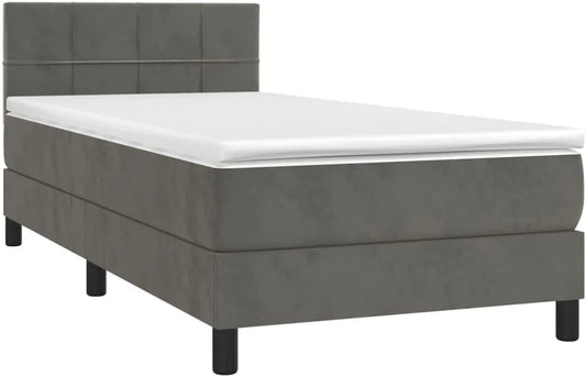 Polsterbett und gepolstertes Bettgestell — mit Samtbezug, mit Lattenrost, LED-Anzeige, 90 × 200cm, grau