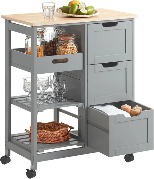 Küchenschrank — FKW79-HG, mit Rollen, 68 × 85 × 38 cm, grau, SoBuy FKW79-HG