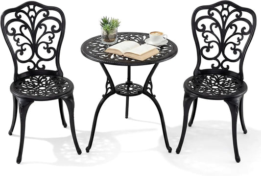 COSTWAY Gartenmöbel-Set und Lounge-Set: aus Aluminium, 3-teilig, schwarz