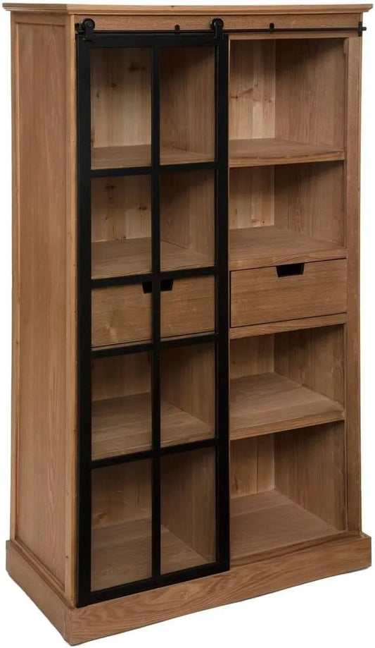 Vitrinenschrank und Glasvitrine: B 80, aus Metall, aus Holz, mit Schubladen, 2 Schubladen, 150 cm