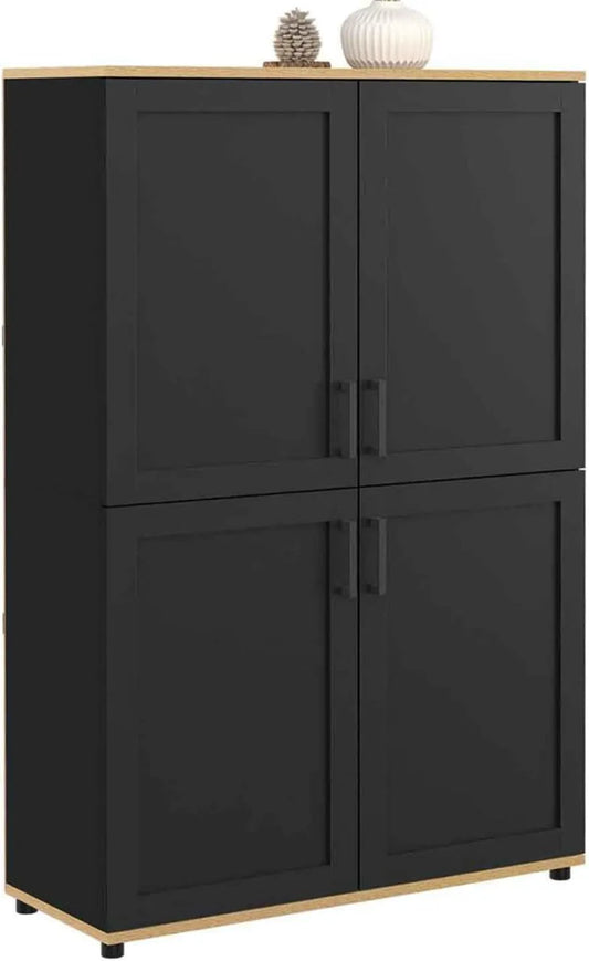 Sideboard und Anrichte — VITO, aus Holz, 4 Türen, 125 cm, schwarz