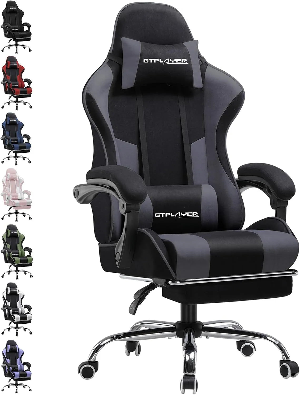 Sessel und Polsterstuhl — für Gaming, 150KG, grau, mit Massagefunktion, mit Stoffbezug