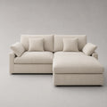 Ecksofa mit Ottomane, Kordsamt, Beige