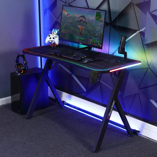 X Rocker Schreibtisch und Computertisch – RGB, für Gaming, RGB-Beleuchtung, App-Steuerung