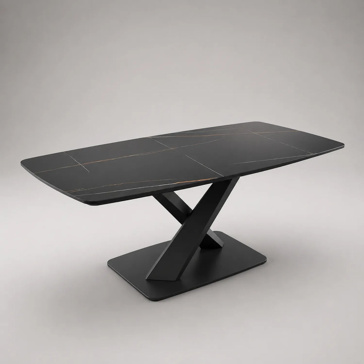 Esstisch Rechteckig Keramik Metall Schwarz 180x90x75cm
