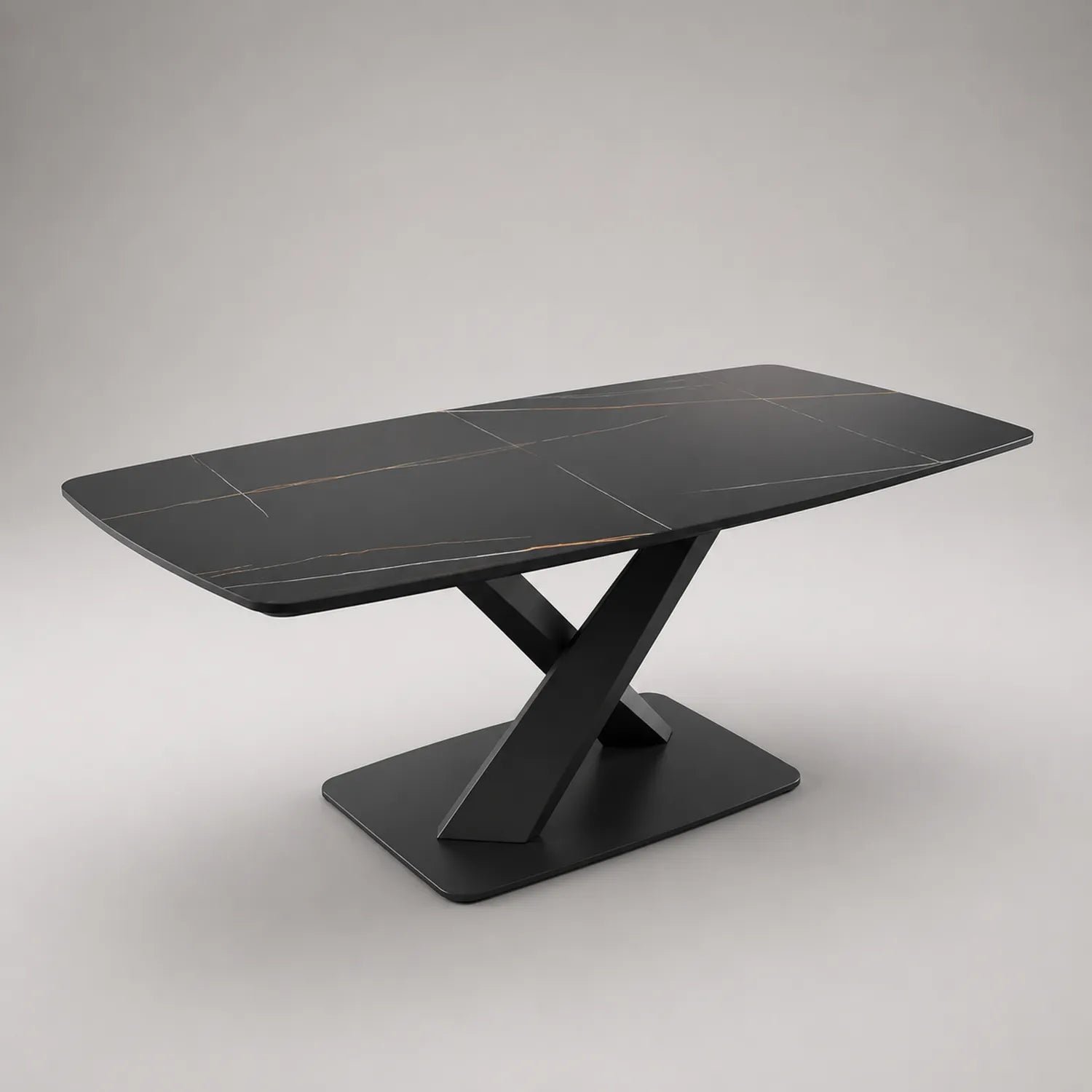 Esstisch Rechteckig Keramik Metall Schwarz 180x90x75cm