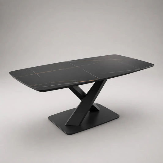Esstisch Rechteckig Keramik Metall Schwarz 180x90x75cm