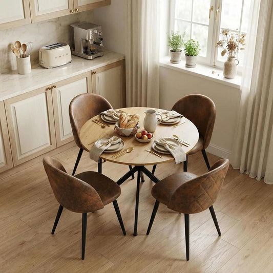 Essgruppe – 5-Teilig, 100cm, mit Lederbezug