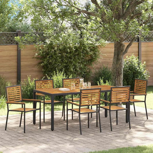 Essgruppe: aus Polyrattan, 7-Teiliges, 190 × 90 × 75 cm, schwarz