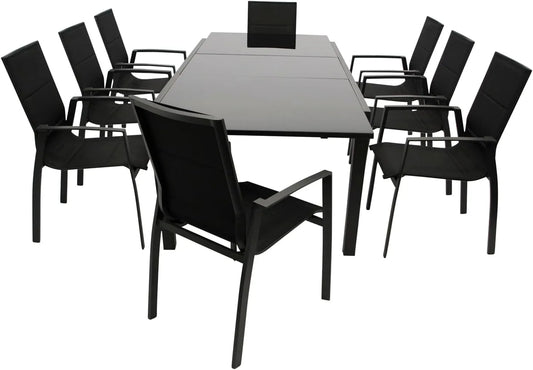 Gartengarnitur Sitzgruppe ELBA 9-teilig — aus Aluminium, 240 × 100cm, anthrazit