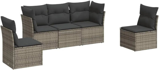 Sofagarnitur — TLG, modular, mit Stauraum, mit Kissen, aus Polyrattan, 5-TLG, 179 × 62 × 69 cm