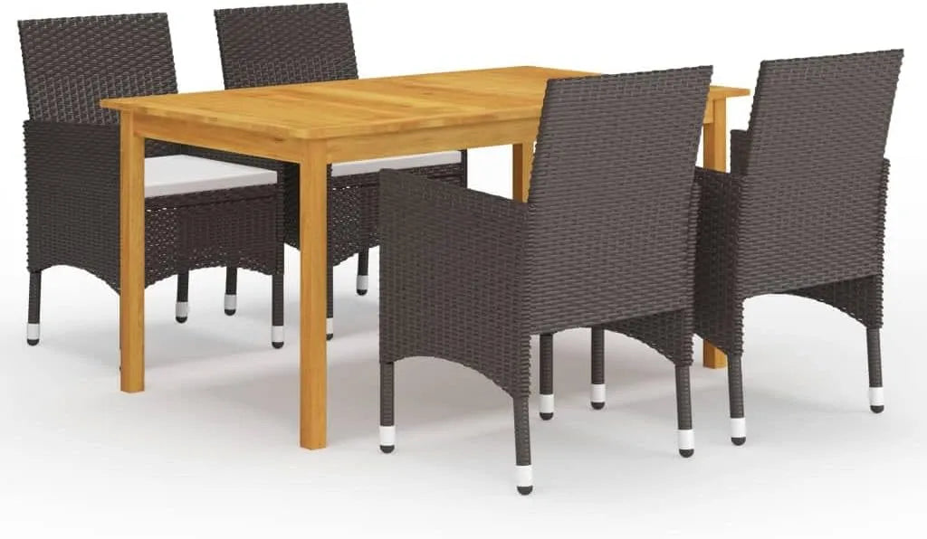 Essgruppe — mit Kissen, wetterfest, 5-teilige, 150 × 90 cm, aus Polyrattan