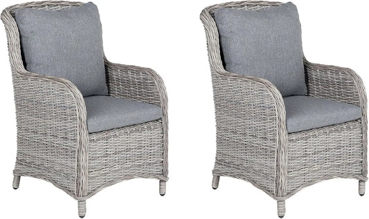 Gartenstuhl und Terrassenstuhl – aus Polyrattan, 2er Set, grau