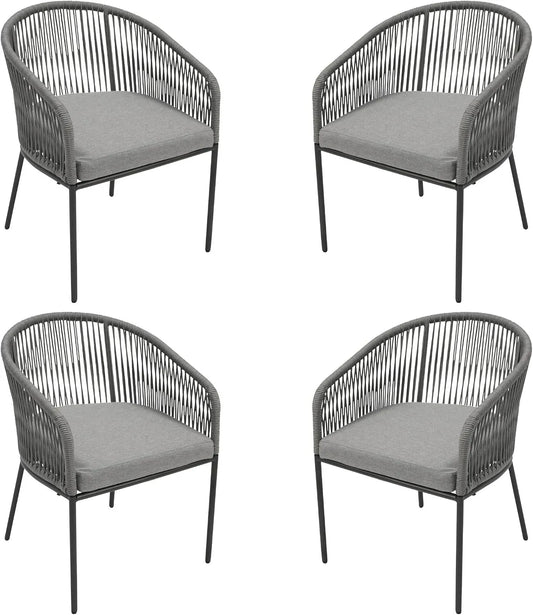 Stuhl – STCK, aus Metall, mit Kissen, anthrazit