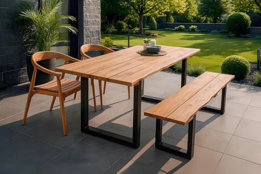 Gartenstuhl und Terrassenstuhl — TLG, aus Metall, 4 TLG, 180 × 90 cm, schwarz