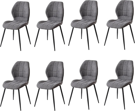 Essgruppe: mit Kissen, mit Metallbeinen, 8er-Set, grau, mit Stoffbezug