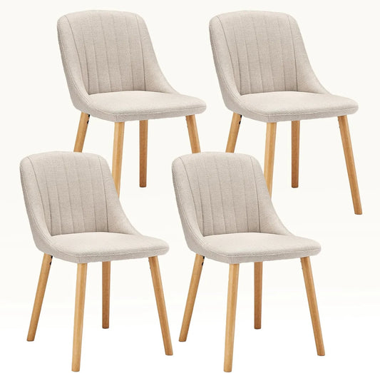 Esszimmerstuhl und Küchenstuhl — aus Polyester, 4er Set, beige