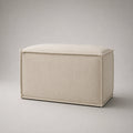 Baumwoll-Leinen Pouf Beige 60x40x45 cm