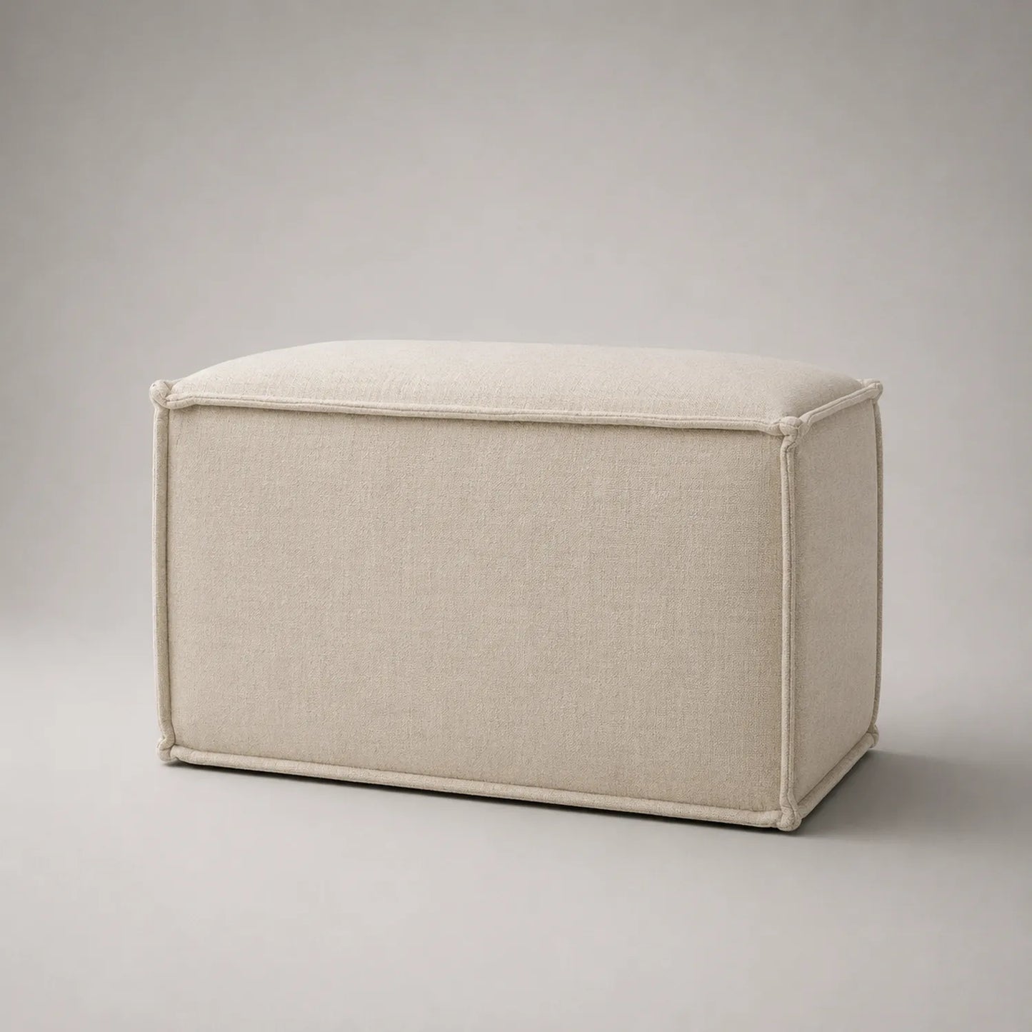 Baumwoll-Leinen Pouf Beige 60x40x45 cm