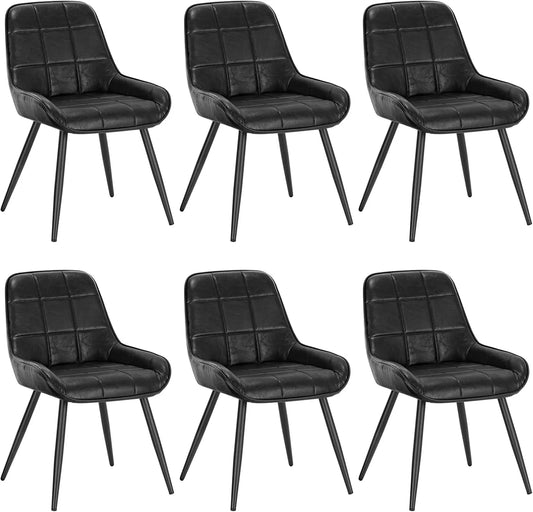 Akzentsessel — aus PU-Leder, mit Rückenlehne, 6er Set, schwarz