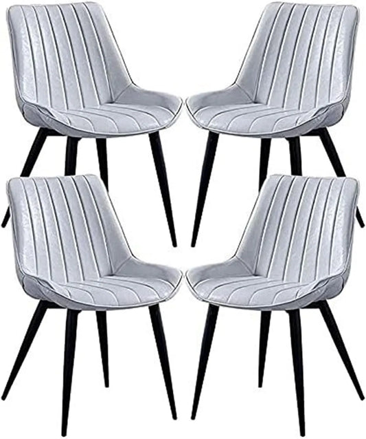 Stuhl — aus PU-Leder, mit Metallbeinen, 4er-Set, weiß