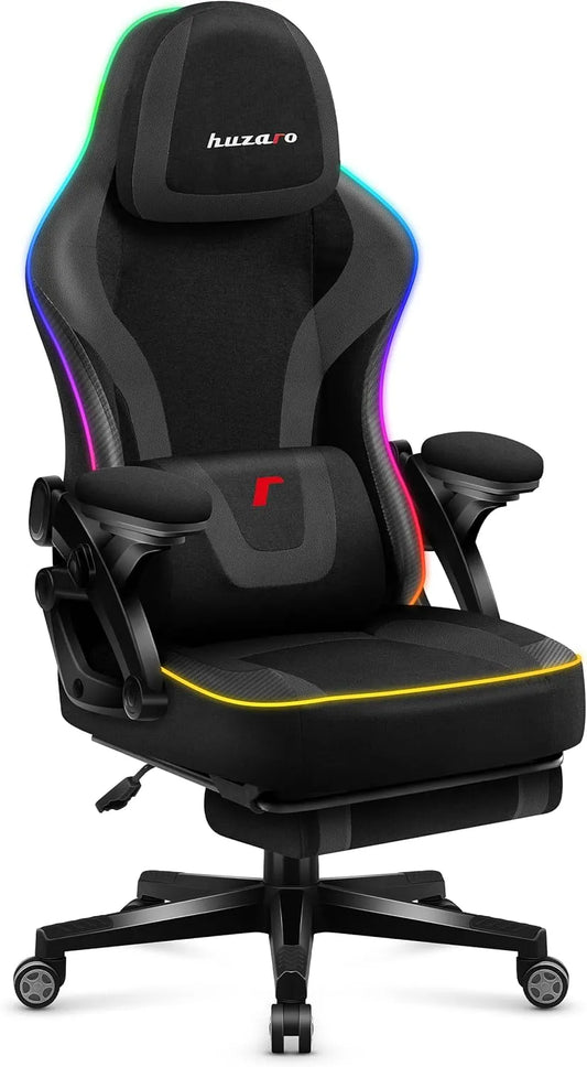 Stuhl-Kopfstütze — RGB, mit Rückenlehne, für Gaming, RGB-Beleuchtung, verstellbar, 130 kg, schwarz, mit Stoffbezug