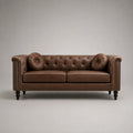 Chesterfield Ledersofa 3-Sitzer Braun