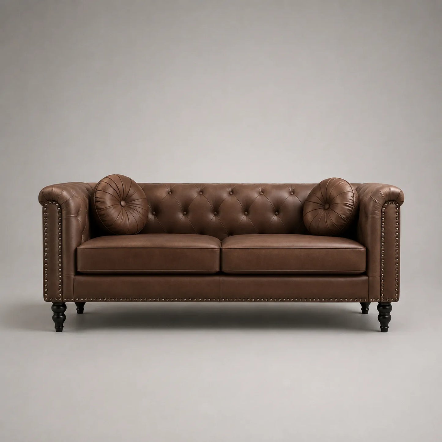 Chesterfield Ledersofa 3-Sitzer Braun