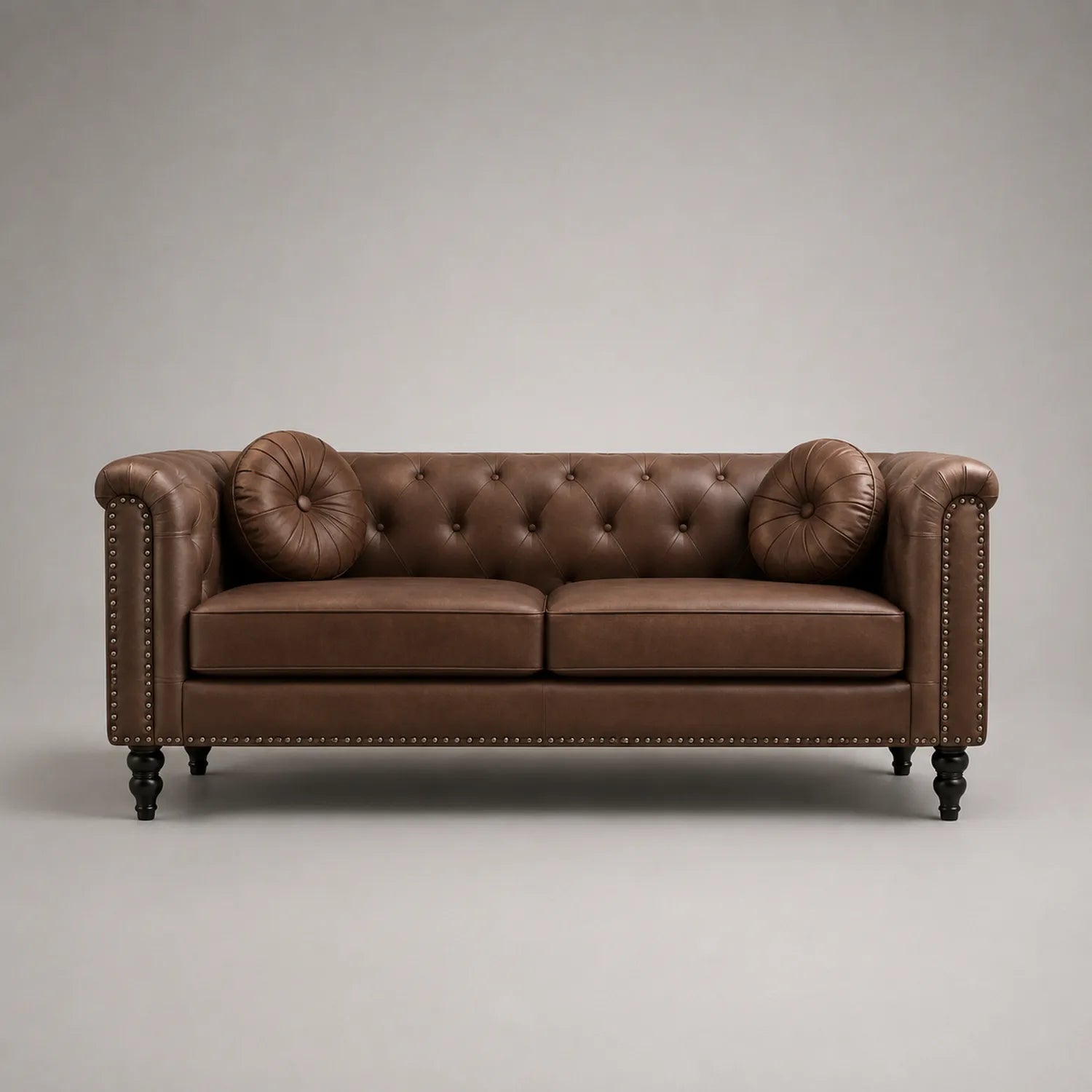 Chesterfield Ledersofa 3-Sitzer Braun