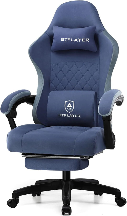 Sessel und Polsterstuhl – mit Armlehnen, mit Kissen, für Gaming, 150KG, blau, mit Stoffbezug