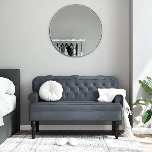 Sitzbank und Esszimmerbank — Küchensofa Flurbank, mit Armlehnen, mit Rückenlehne, im Retro-Stil, 2 Sitzer, grau, mit Stoffbezug, 2-Sitzer