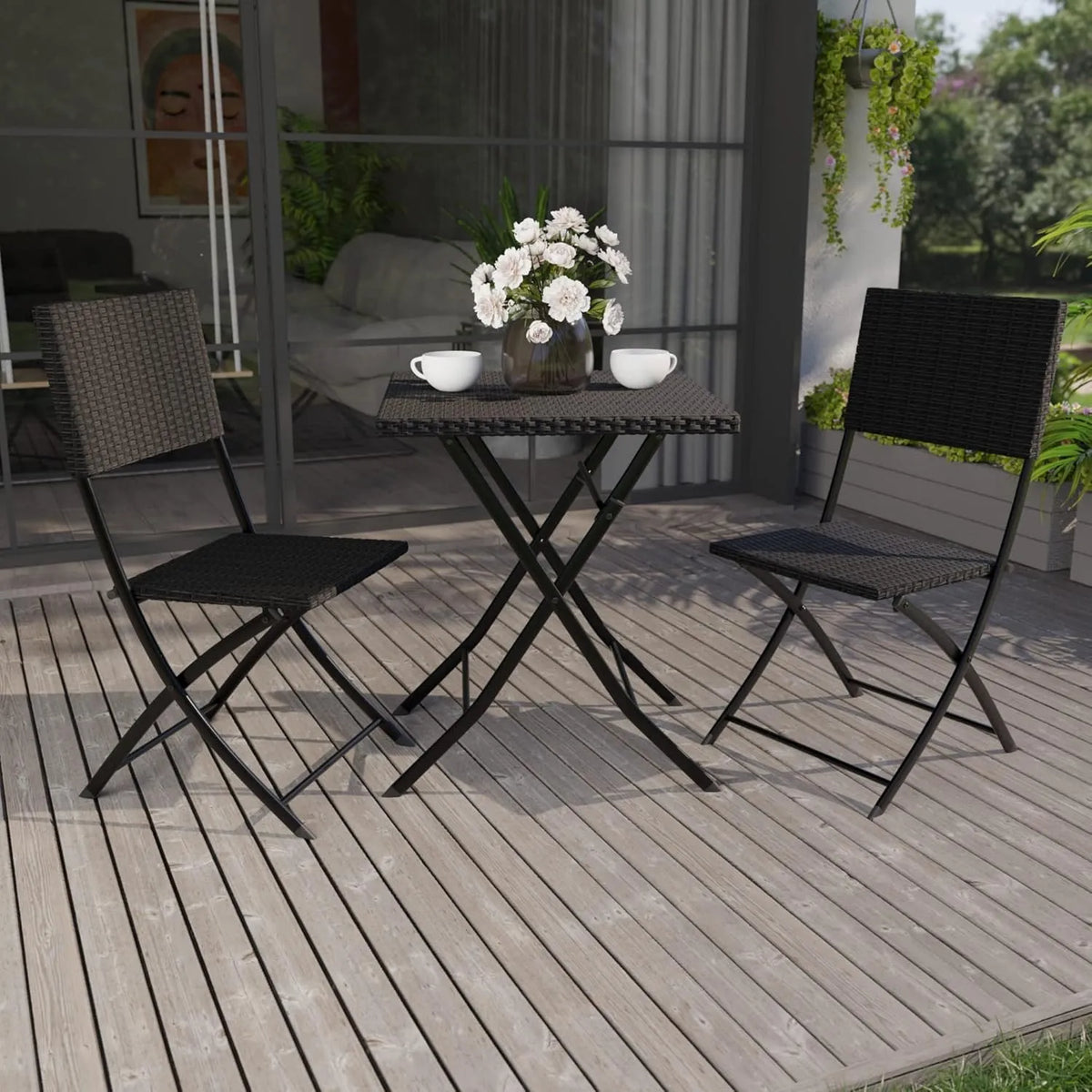 Garden Vida Garten-Bistro-Set: D 60, 60 cm, schwarz