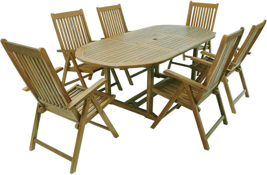 Stuhl – FSC, aus Holz, mit Armlehnen, wetterfest, 7-TLG