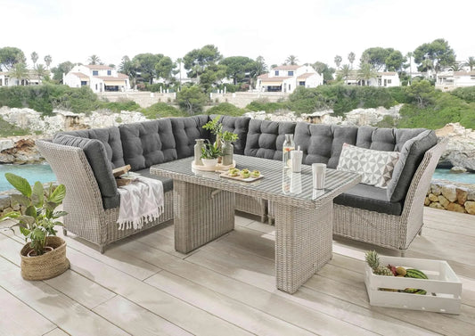 Destiny Loungegruppe Palma Riviera Deluxe Vintage Weiß Lounge Garnitur Dininglounge