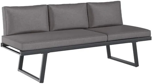 . Diningsofa Lucca Aluminium Olefin Anthrazit Dunkelgrau wasserabweisend 3-Sitzer mit: mit Kissen, aus Aluminium, 200 × 71 × 86 cm