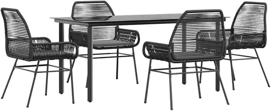 Essgruppe – TLG, mit Kissen, aus Polyrattan, 5-TLG, schwarz