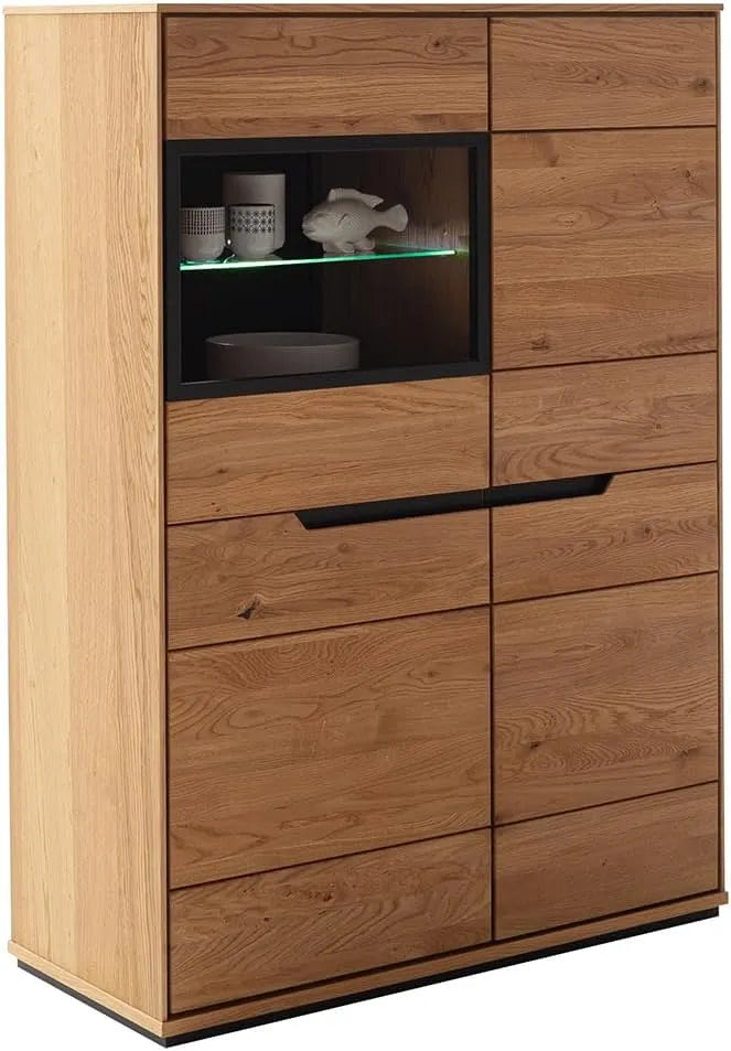 Sideboard und Anrichte: aus Massivholz, LED-Anzeige, 93 cm
