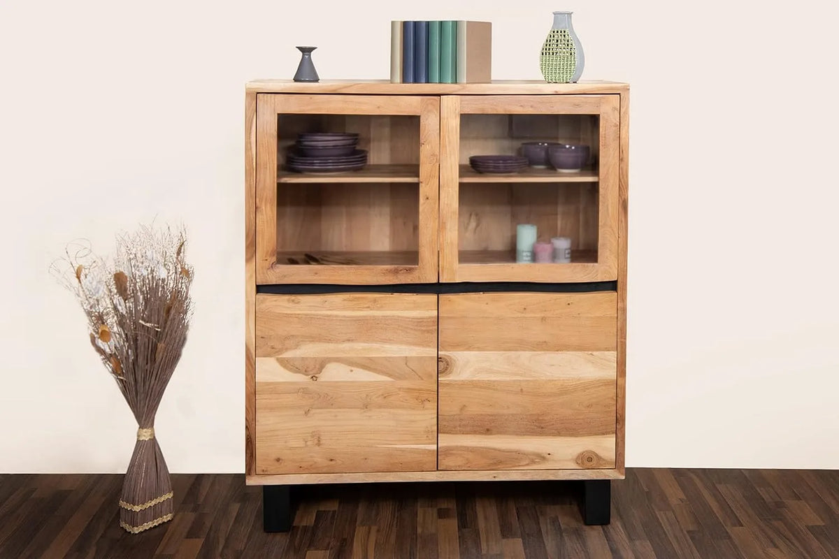 Sideboard und Anrichte – aus Holz, 118 × 45 × 140 cm, schwarz