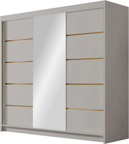 Kleiderschrank und Garderobenschrank: mit Kleiderstange, mit Einlegeböden, mit Spiegel, 200 cm, Mirjan24 VI 200