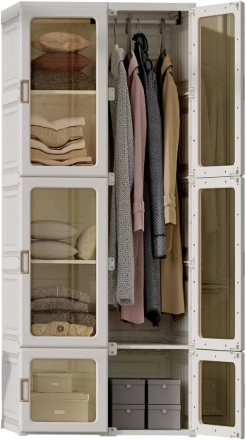 Kleiderschrank und Garderobenschrank — klappbar, 69 × 170 × 50 cm, weiß