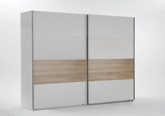 Kleiderschrank und Garderobenschrank – 2 Türen, 225 × 210 × 65 cm, weiß