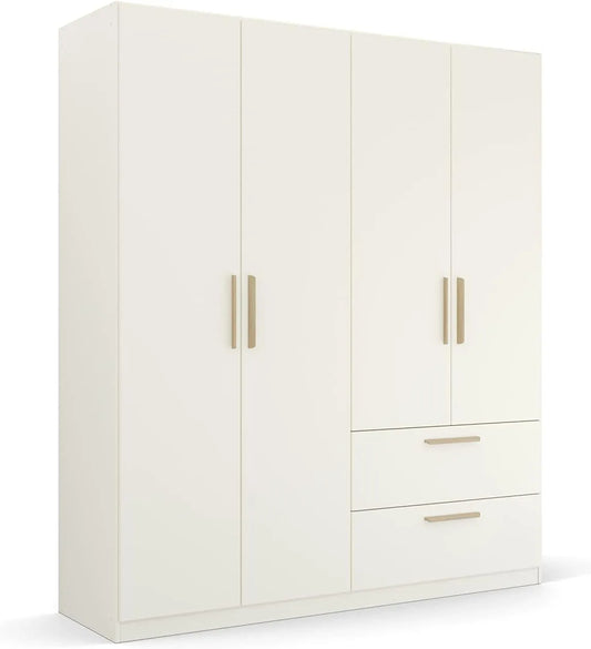 Rauch Möbel Kleiderschrank und Garderobenschrank — TRG, mit Kleiderstange, mit Einlegeböden, 2 Einlegeböden, 181 × 210 × 54 cm, weiß